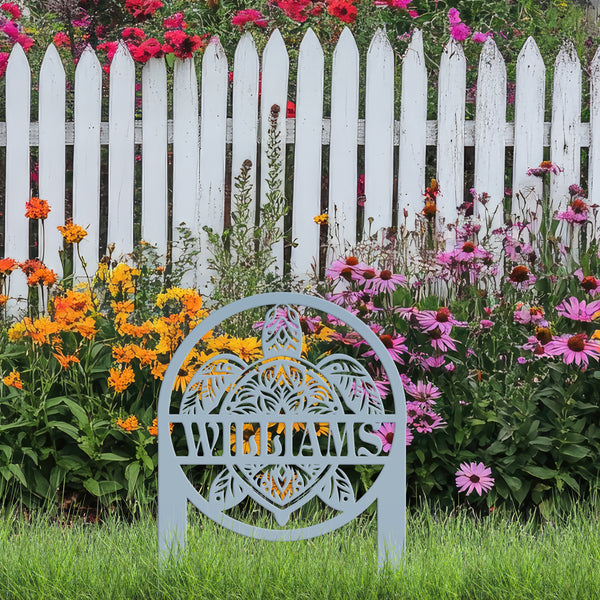 Sea Turtle Address Metal Yard Stake - Beach Inspired Entryway Sign - Tropical Garden Decoration - Custom Coastal Decor - Housewarming Gifts