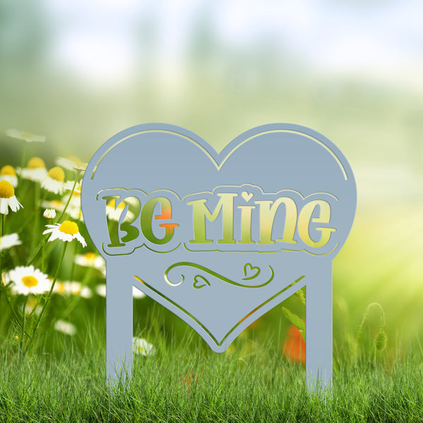 Be Mine Heart Metal Yard Stake - Valentine Decor-Valentines Day Yard Decor-Heart Themed Decor-Valentines Day Outdoor Yard Decor