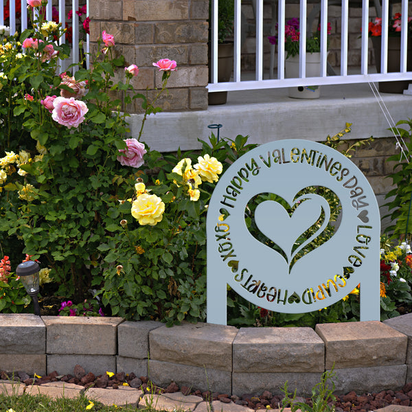 Valentine's Day Outdoor Decoration Metal Yard Stake - Valentine Heart Garden Sign - Charming Holiday Decor - Cute Valentines Gift - Lawn Art