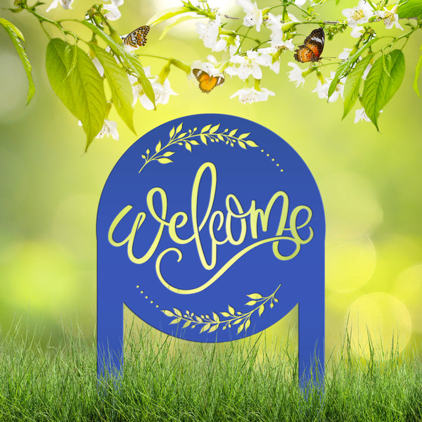 Cute Welcome Sign - Laser Cut Outdoor Home Decor - Welcoming Metal Yard Stake Art - Charming Garden Decoration - Unique Realtor Closing Gift