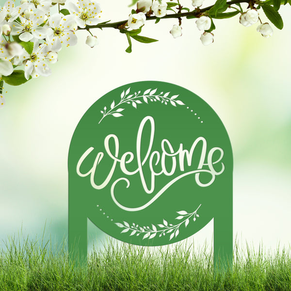 Cute Welcome Sign - Laser Cut Outdoor Home Decor - Welcoming Metal Yard Stake Art - Charming Garden Decoration - Unique Realtor Closing Gift