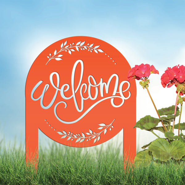 Cute Welcome Sign - Laser Cut Outdoor Home Decor - Welcoming Metal Yard Stake Art - Charming Garden Decoration - Unique Realtor Closing Gift