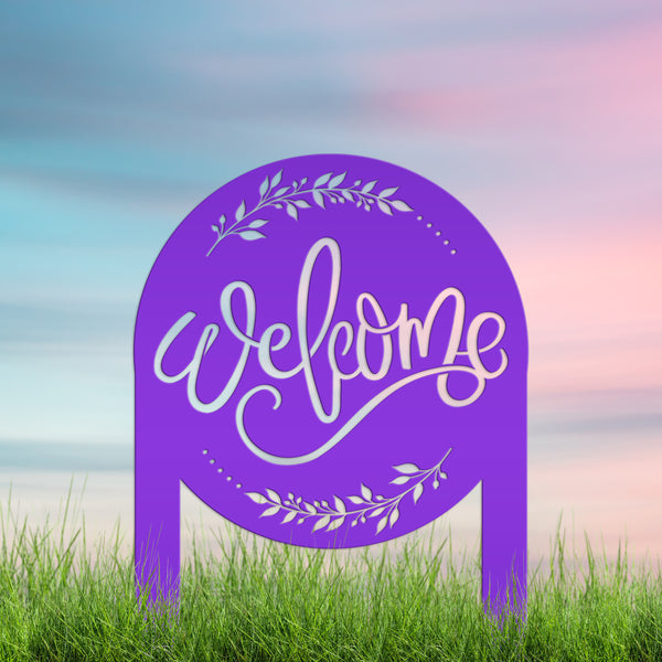 Cute Welcome Sign - Laser Cut Outdoor Home Decor - Welcoming Metal Yard Stake Art - Charming Garden Decoration - Unique Realtor Closing Gift