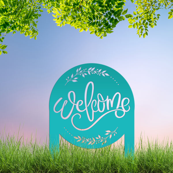 Cute Welcome Sign - Laser Cut Outdoor Home Decor - Welcoming Metal Yard Stake Art - Charming Garden Decoration - Unique Realtor Closing Gift