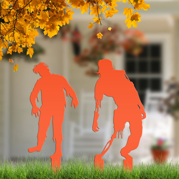 Assorted Halloween Zombie Metal Yard Stakes