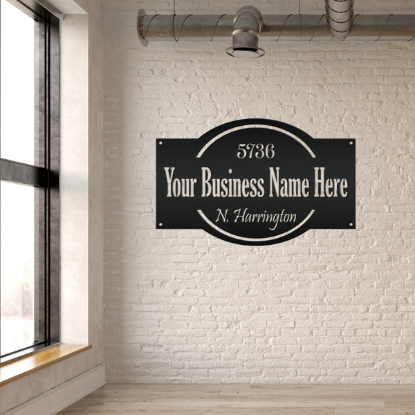 Personalized Business Name with Address Metal Sign, Custom Business Sign