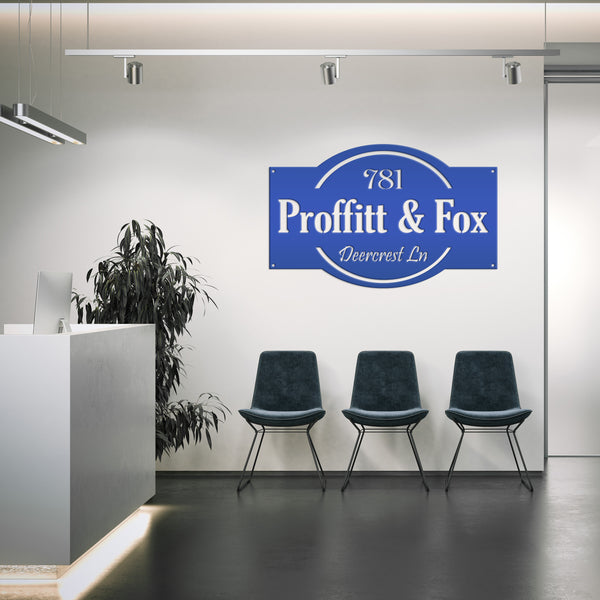 Personalized Business Name with Address Metal Sign, Custom Business Sign