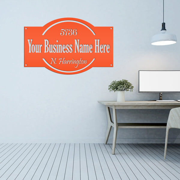 Personalized Business Name with Address Metal Sign, Custom Business Sign
