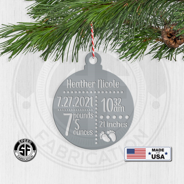Personalized Baby Announcement Metal Christmas/Holiday Ornament