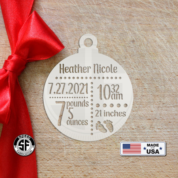 Personalized Baby Announcement Metal Christmas/Holiday Ornament