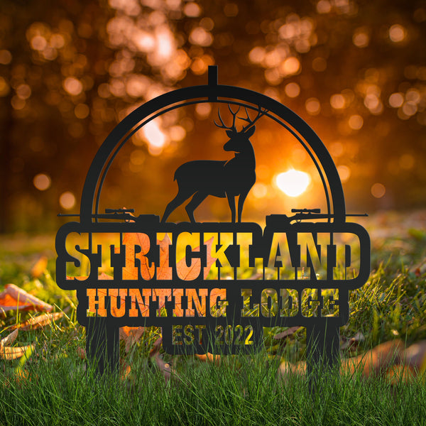 Personalized Deer Lodge Yard Stake - Make Your Own Wording